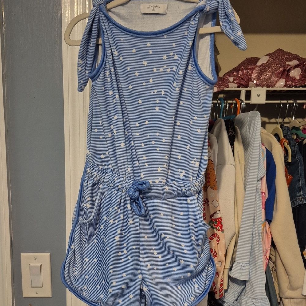 SweetHoney Blue and White One Piece with Adjustable Straps